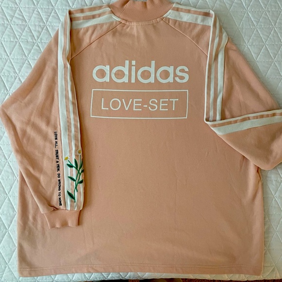 Adidas Sweaters | Adidas Love Set Pink Embroidered Oversized Sweater. | Color: Pink | Size: XL | Pm-88233541's Closet